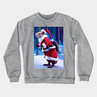 FATHER CHRISTMAS SQUIRREL DRINKING A SODA IN THE SNOW Crewneck Sweatshirt